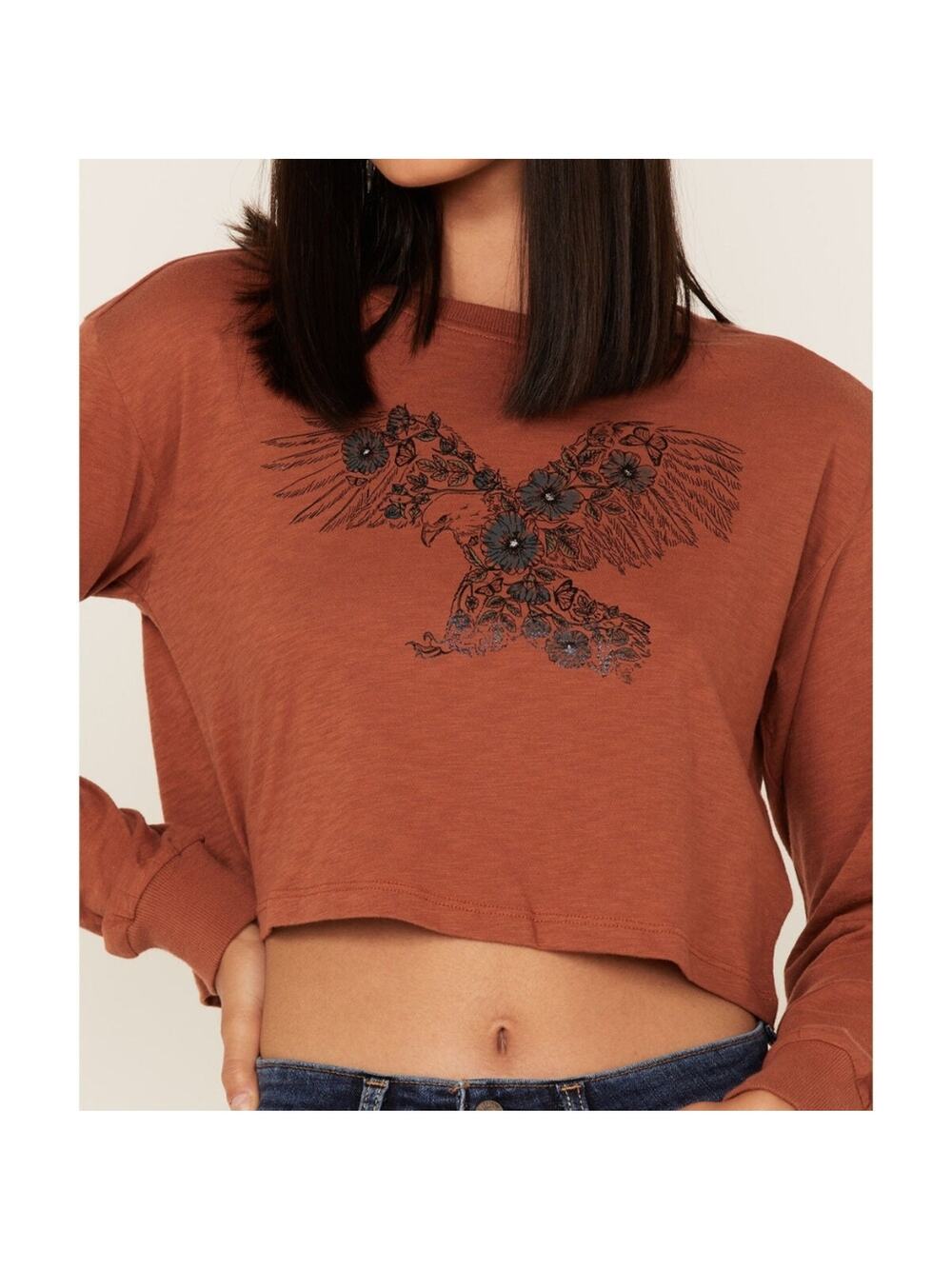 SHYANNE WOMEN'S EAGLE GRAPHIC CROPPED SWEATSHIRT Size Small